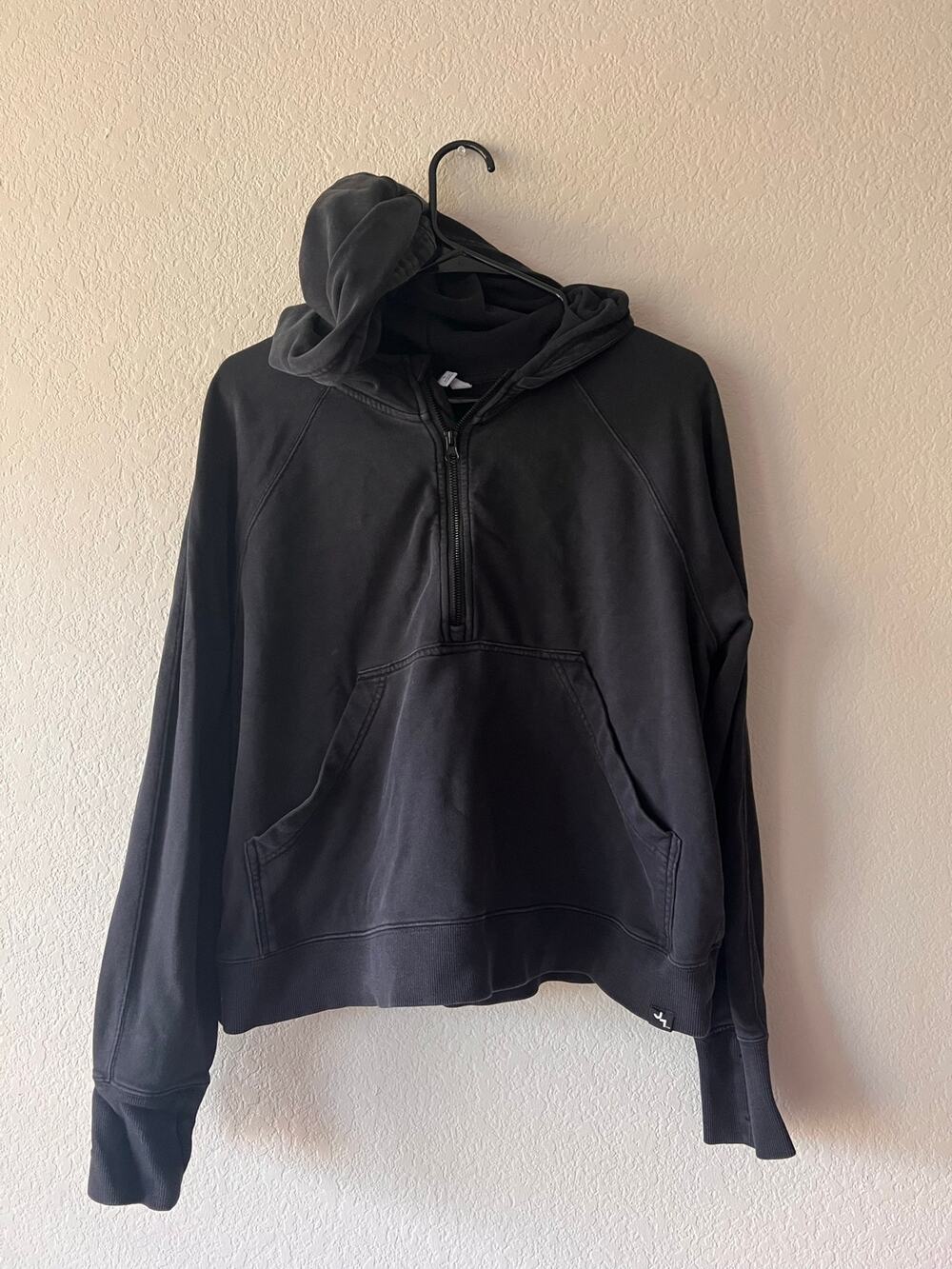 JoyLab French Terry Half Zip Hooded Pullover Relaxed Boxy Fit